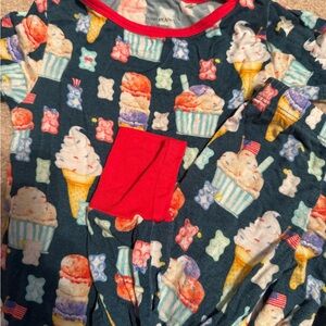 Ice Cream Print Kids Pajamas - Red and Blue